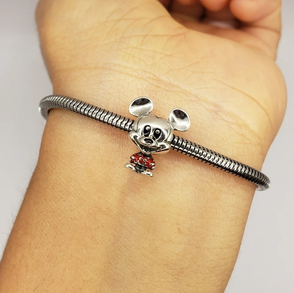 Disney Mickey Mouse Bracelet Charm 925 Sterling Silver Disney Lover Fan Jewelry - Picture 2 of 6